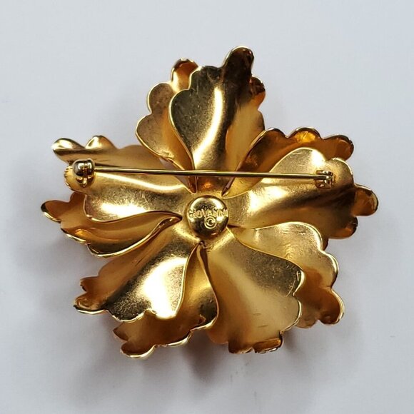 Vintage Giovanni Floral Brooch 3D Goldtone Textured Petals Statement Large - Picture 4 of 5